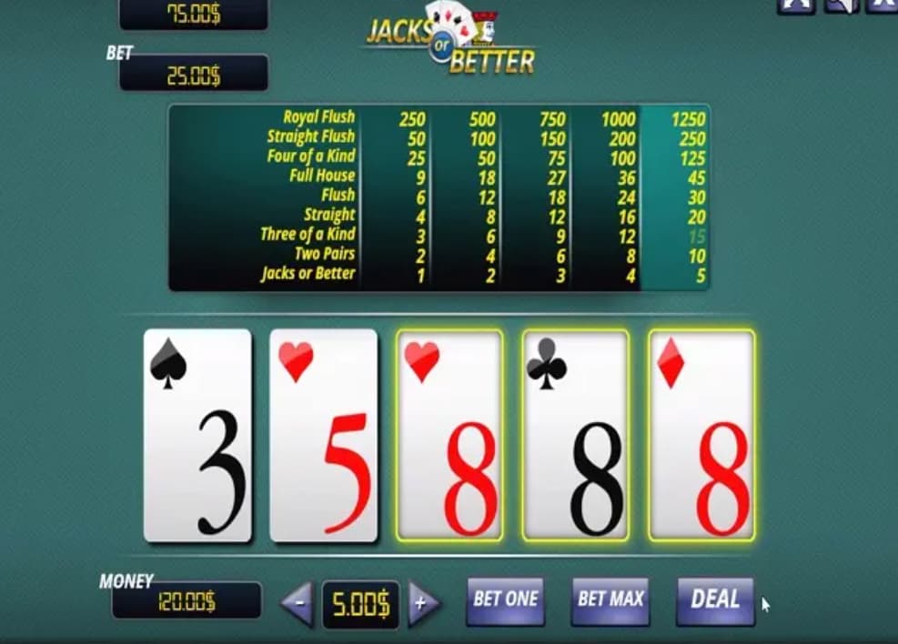 Jacks or Better là biến thể Poker hấp dẫn và phổ biến nhất