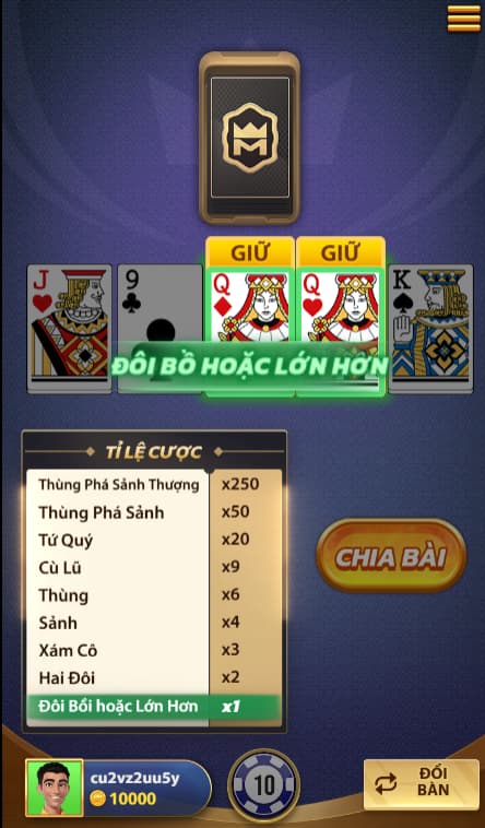 Mục tiêu chơi Video Poker là tạo ra liên kết bài mạnh trong bảng trả thưởng