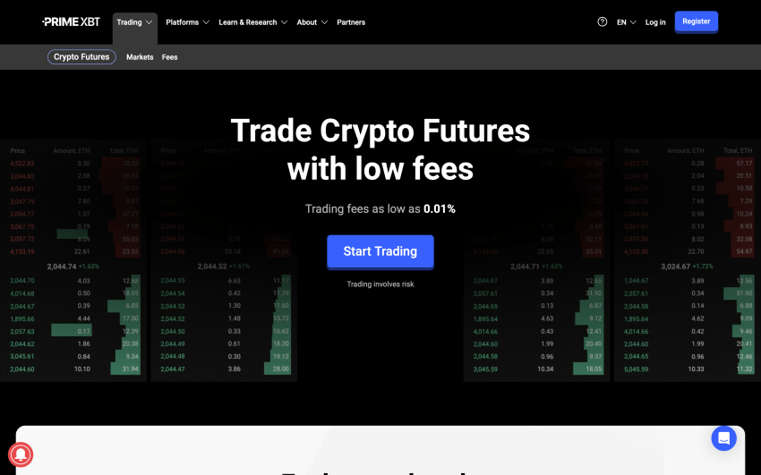 Prime XBT crypto futures trading