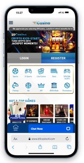 The B9Casino Singapore homepage on mobile.