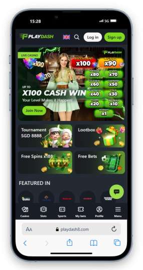 The Playdash Singapore homepage on mobile.