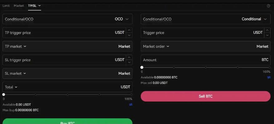 Tržní příkazy na OKX.