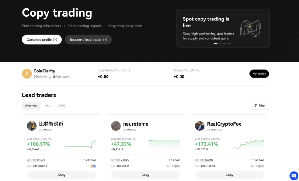 Copy trading na OKX.