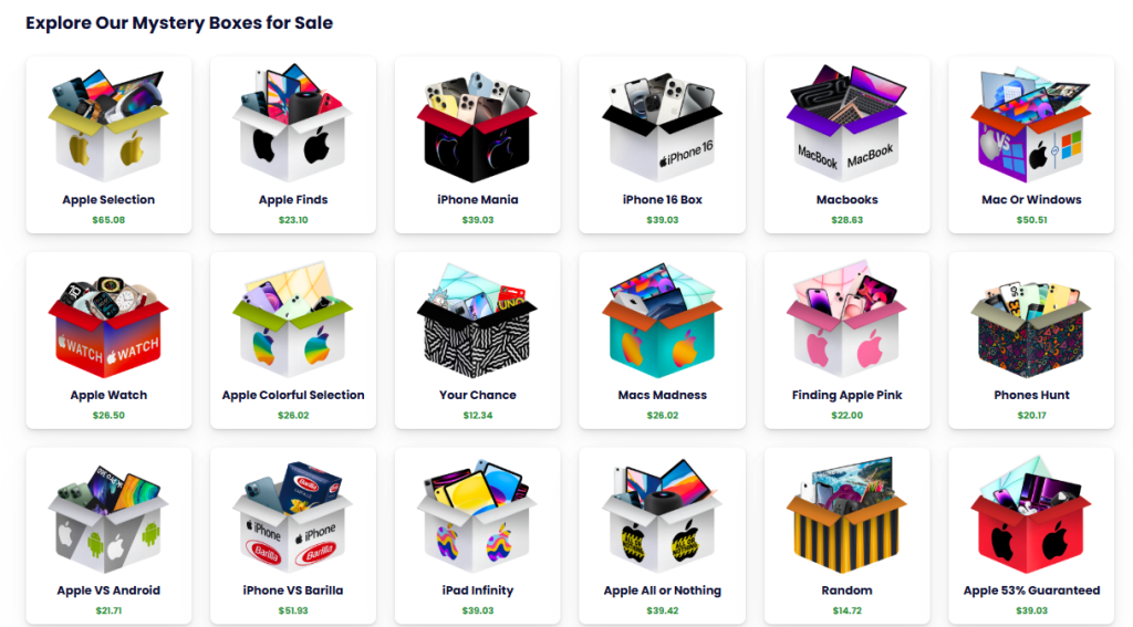 Apple mystery boxy na platformě Jemlit.
