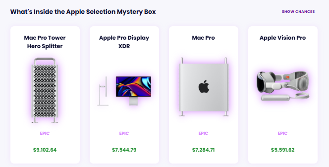 Apple selection mystery box.
