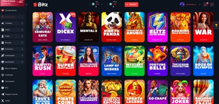 bitz casino game selection