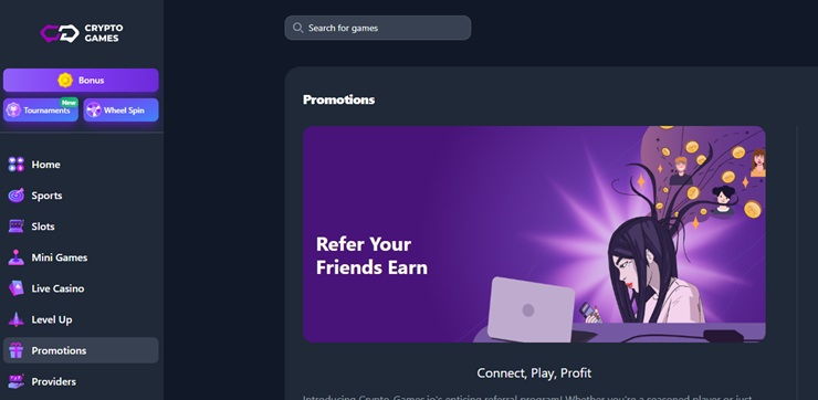 crypto games casino refer your friends