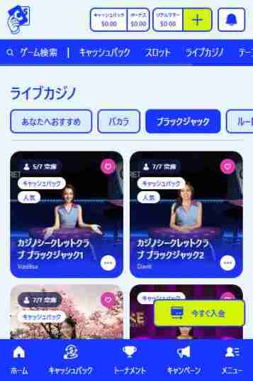 オンラインカジノでブラックジャック 