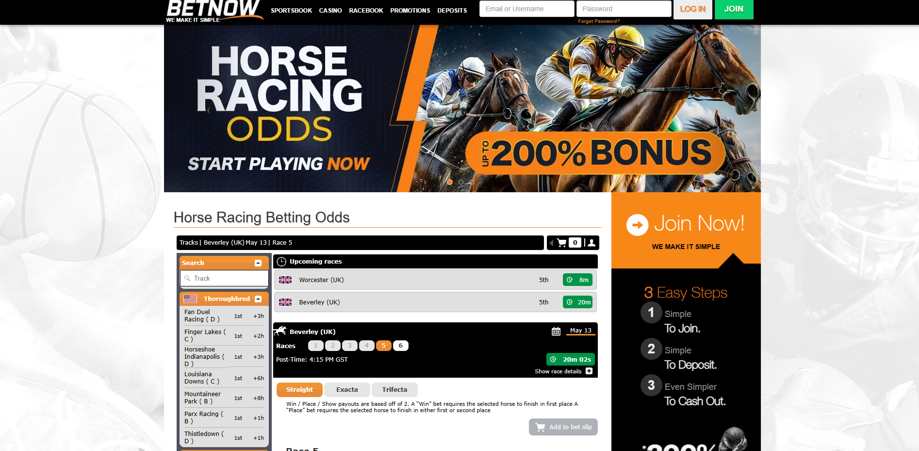 betnow welcome bonus and horse race betting