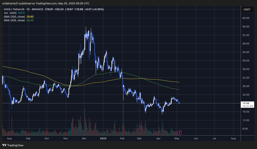 AVAX consolidating around $20 | Source: AVAXUSDT Chart on TradingView