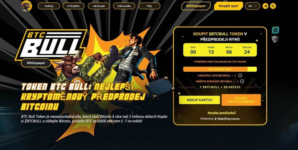 BTC Bull Token – memecoin, který umožňuje těžit Bitcoin