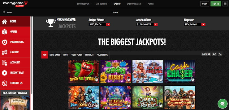 Everygame Casino Home Page