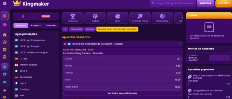 Kingmaker es tu casa de apuestas para el festival de Eurovisión 2026.
