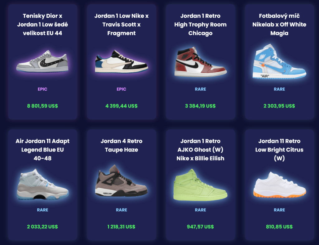 nabídka mystery boxu s teniskami Jordan