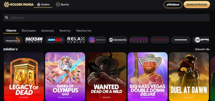 Golden Panda - nová casina.