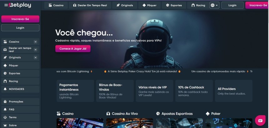 Homepage do Betplay