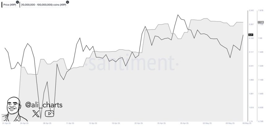 XRP Whales accumulated over 880 million XRP in the past month | Source: Ali Martinez on X