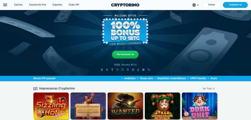 Cryptorino um dos melhores cassinos online do mercado