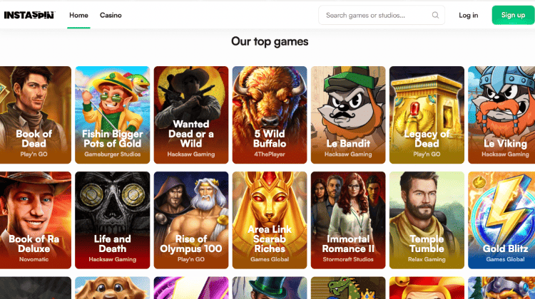 5. Instaspin – įvairūs žaidimai ir patrauklūs pasiūlymai vienoje platformoje