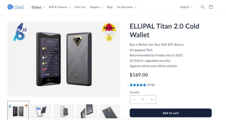 4. ELLIPAL Titan 2.0 – Kriptovaliutų Piniginė su QR Kodais Maksimaliam Saugumui