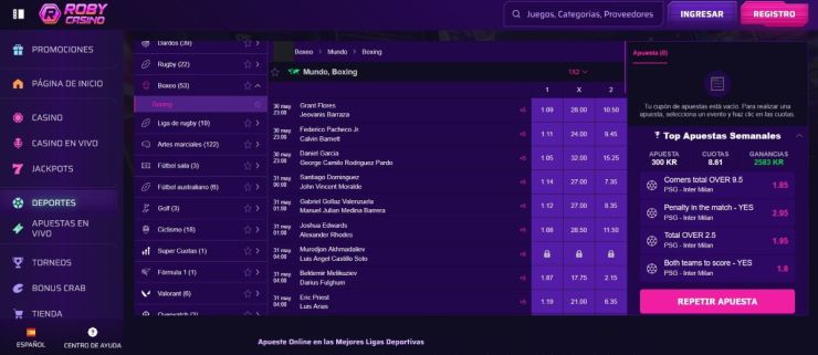 Los pronósticos de boxeo de Roby casino cubren los mejores eventos del mundo.