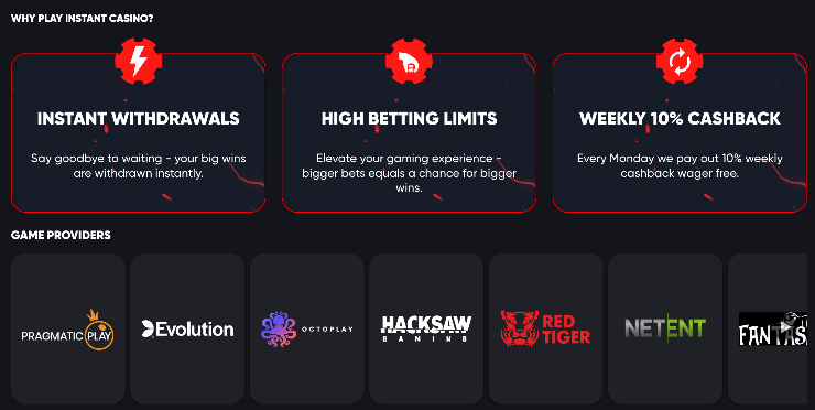 Instant casino crypto gambling