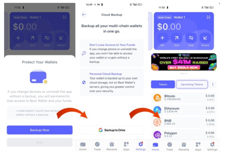 3 - Create a backup in Best Wallet