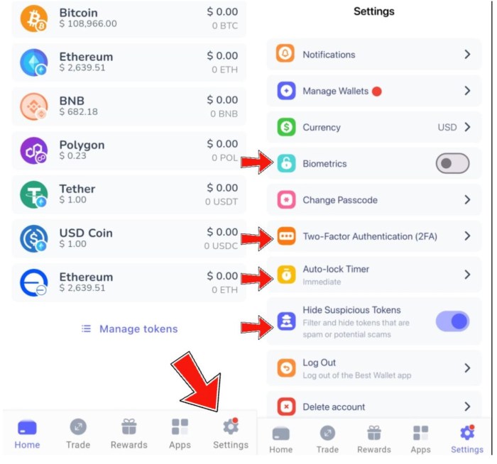 4 - Enable additional security features in Best Wallet