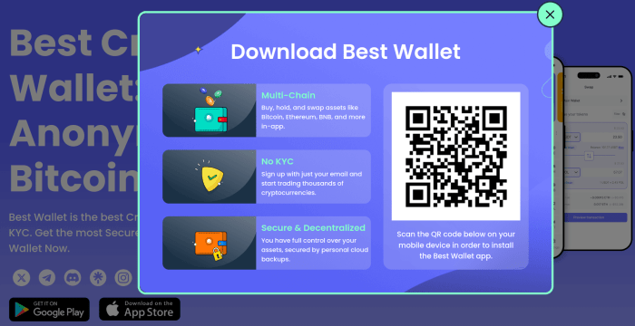 Downloading Best Wallet from the official website with QR code
