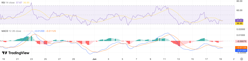 RSI & MACS Cardano koers - bron: TradingView