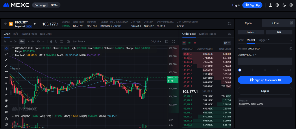 Futures trading na MEXC.