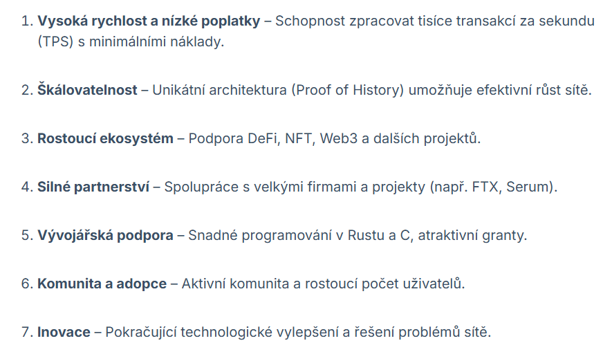 Klíčové faktory pro růst Solany.