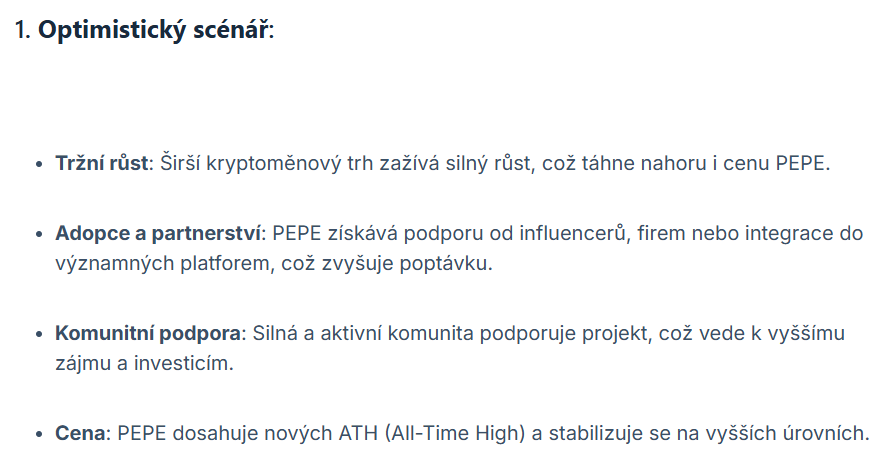 Pepe - cenová predikce Deepseek.
