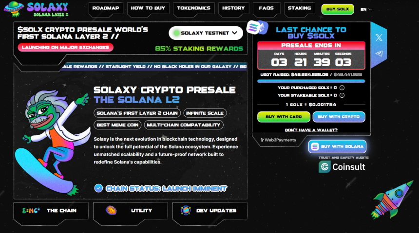 Solaxy Presale Website Homepage