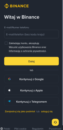 rejestracja na Binance