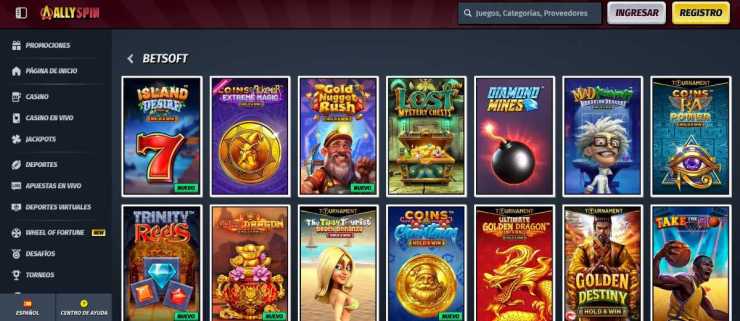 Allyspin cuenta con prácticamente 200 slots de Betsof siempre disponibles y gratis