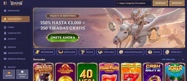 Divaspin es uno de los casinos con más novedades de software en el mercado