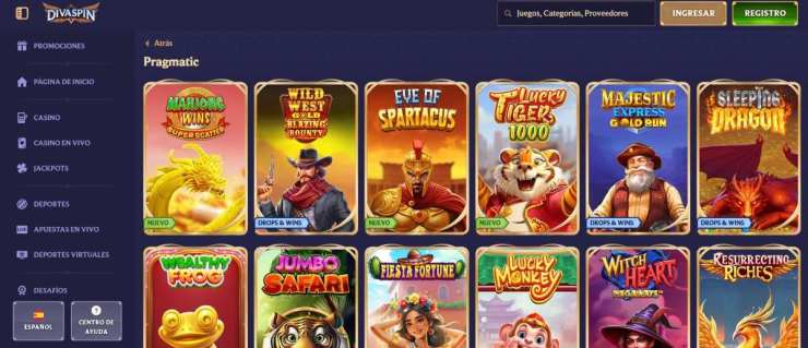 En Divaspin puedes encontrar más de 500 juegos de Pragmatic Play gratis