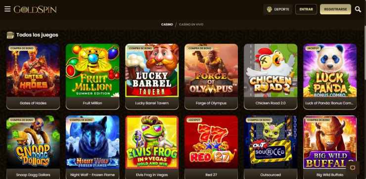 Goldspin es un casino con cientos de slots online con dinero real