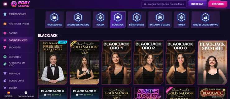 Roby Casino cuenta con decenas de mesas de blackjack online