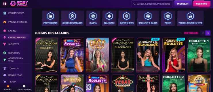 Roby Casino ofrece decenas de mesas de casino live online