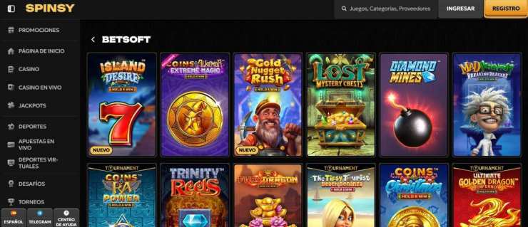Spinsy es el mejor casino con juegos de Betsoft de este año
