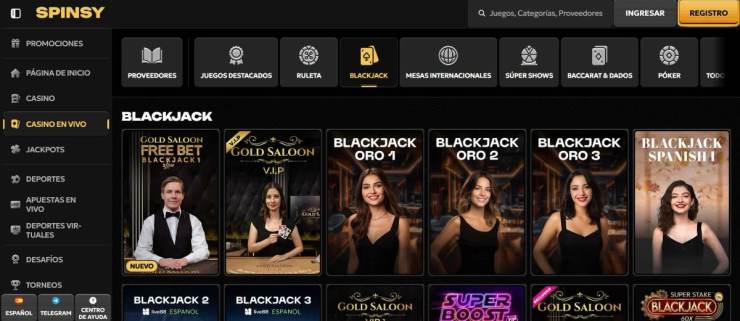Spinsy es el casino con Blackjack más recomendado para jugadores españoles