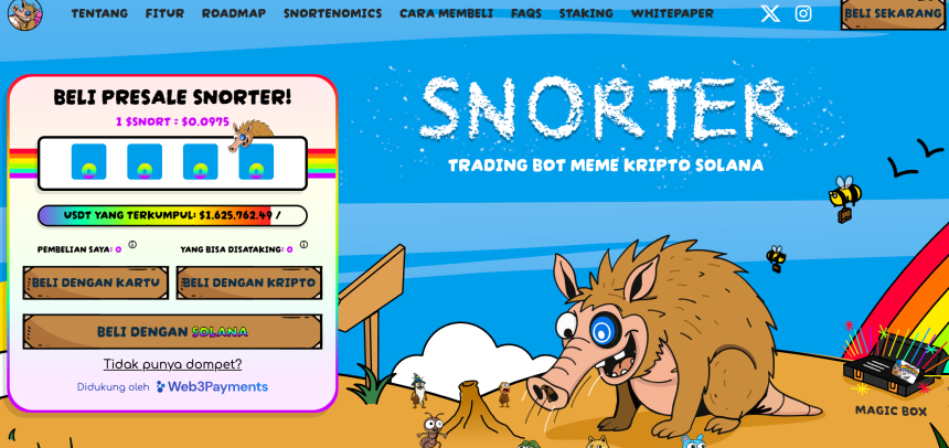 Tampilan laman resmi Snorter