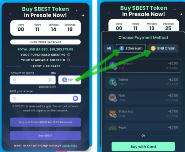 Best Wallet Token - izvēlies vēlamo maksājuma veidu