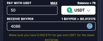 Exchange crypto for $HYPER