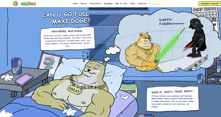 2. Maxi Doge – memecoin, sukurtas maksimaliai FOMO bangai