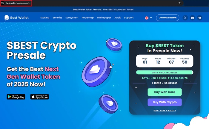 Best Wallet’s official presale website.