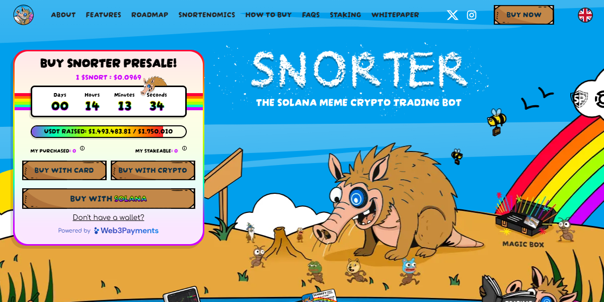 3. Snorter Token homepage - nove kriptovalute