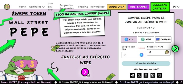 Wall Street Pepe já é negociado em bolsas centralizadas e descentralizadas